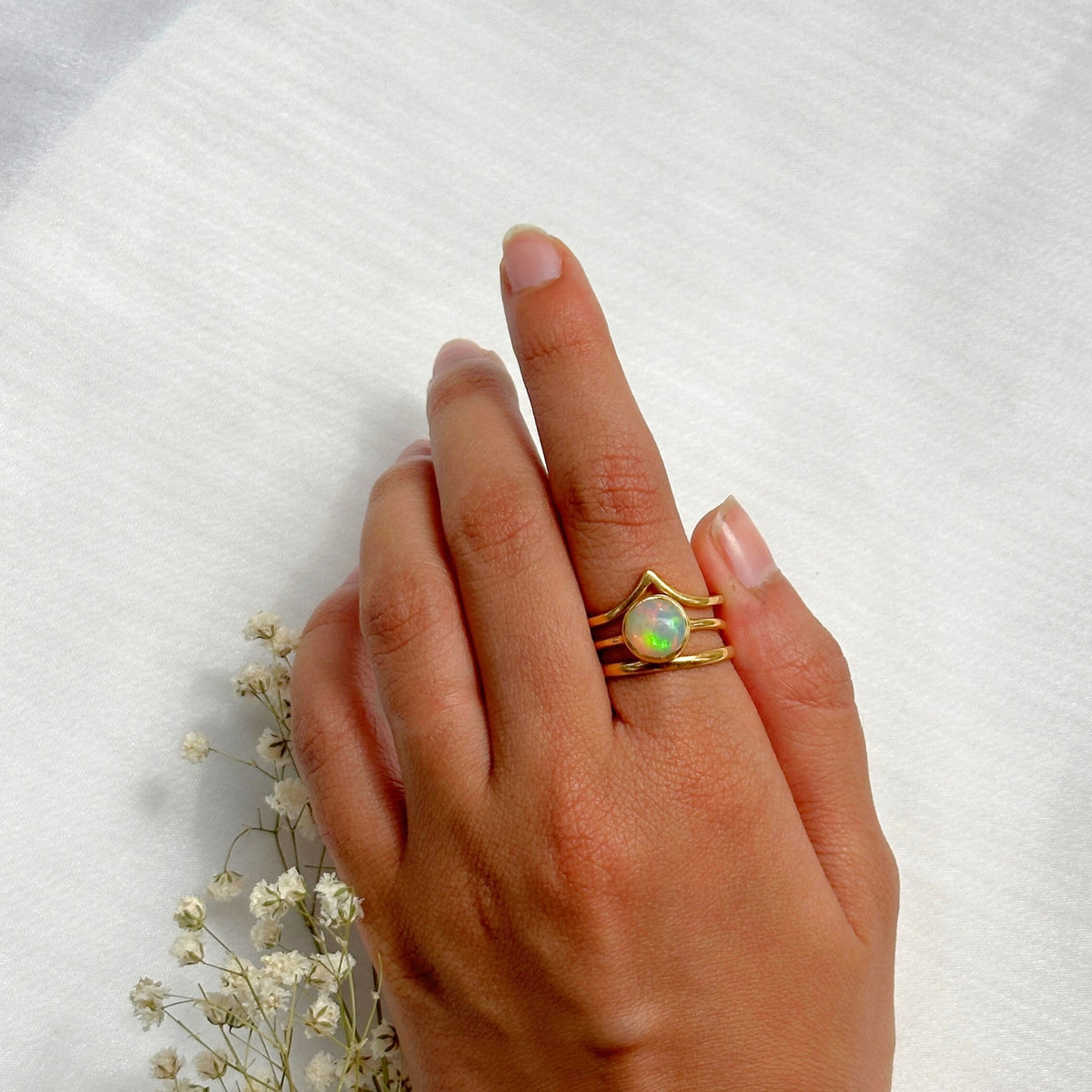 Moonlight Opal Gold Plated Silver 925 Stack
