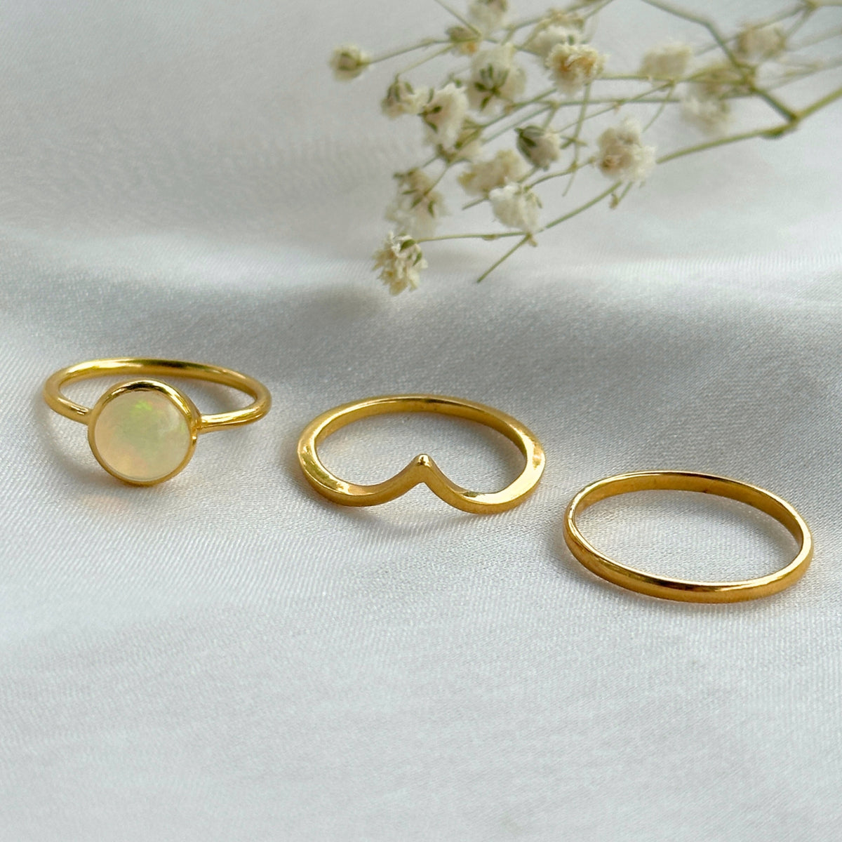 Moonlight Opal Gold Plated Silver 925 Stack