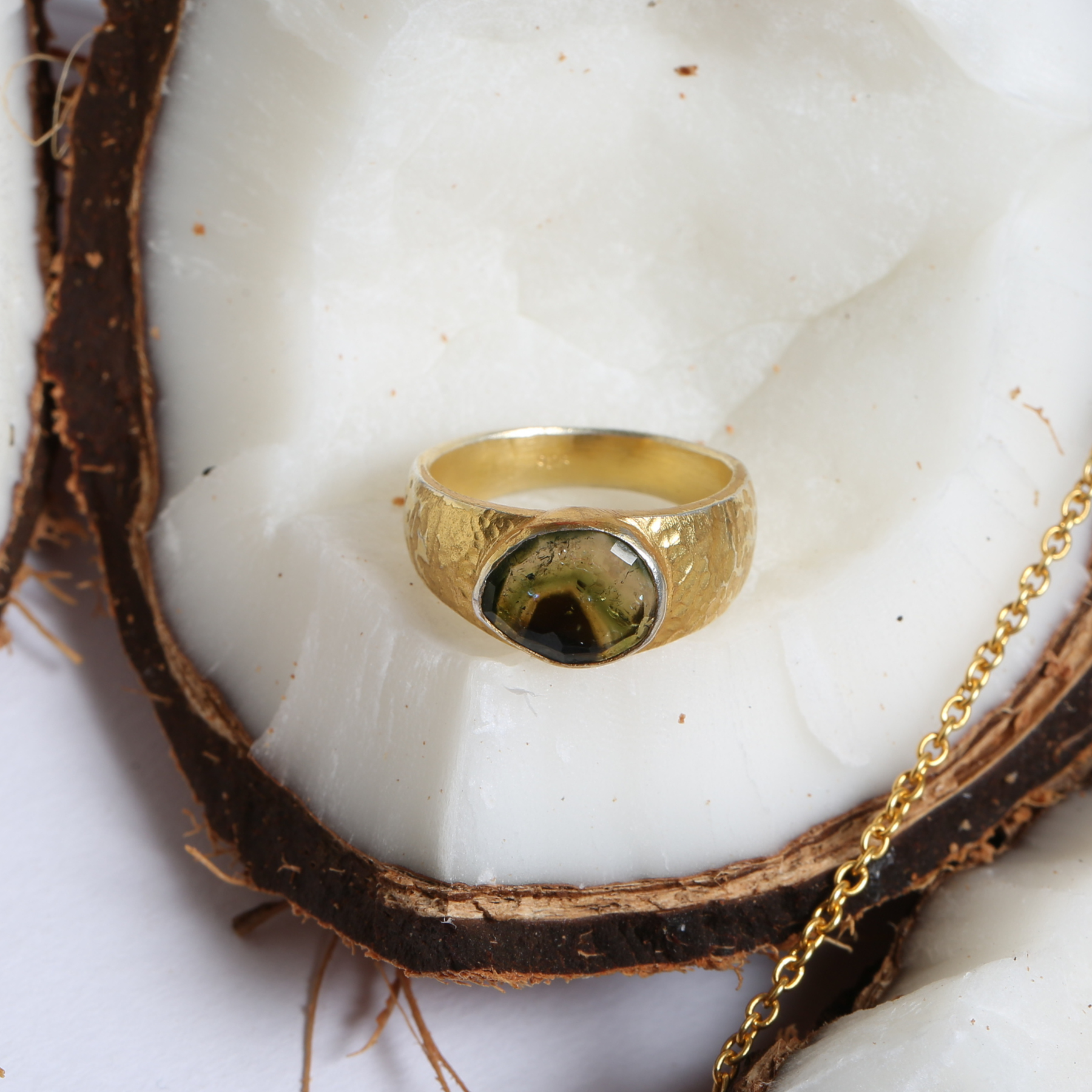 Rhapsody Tourmaline Gold Plated Silver 925 Ring