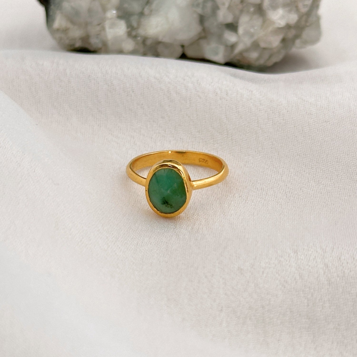 Patricia Silver 925 Emerald Gold Plated Ring