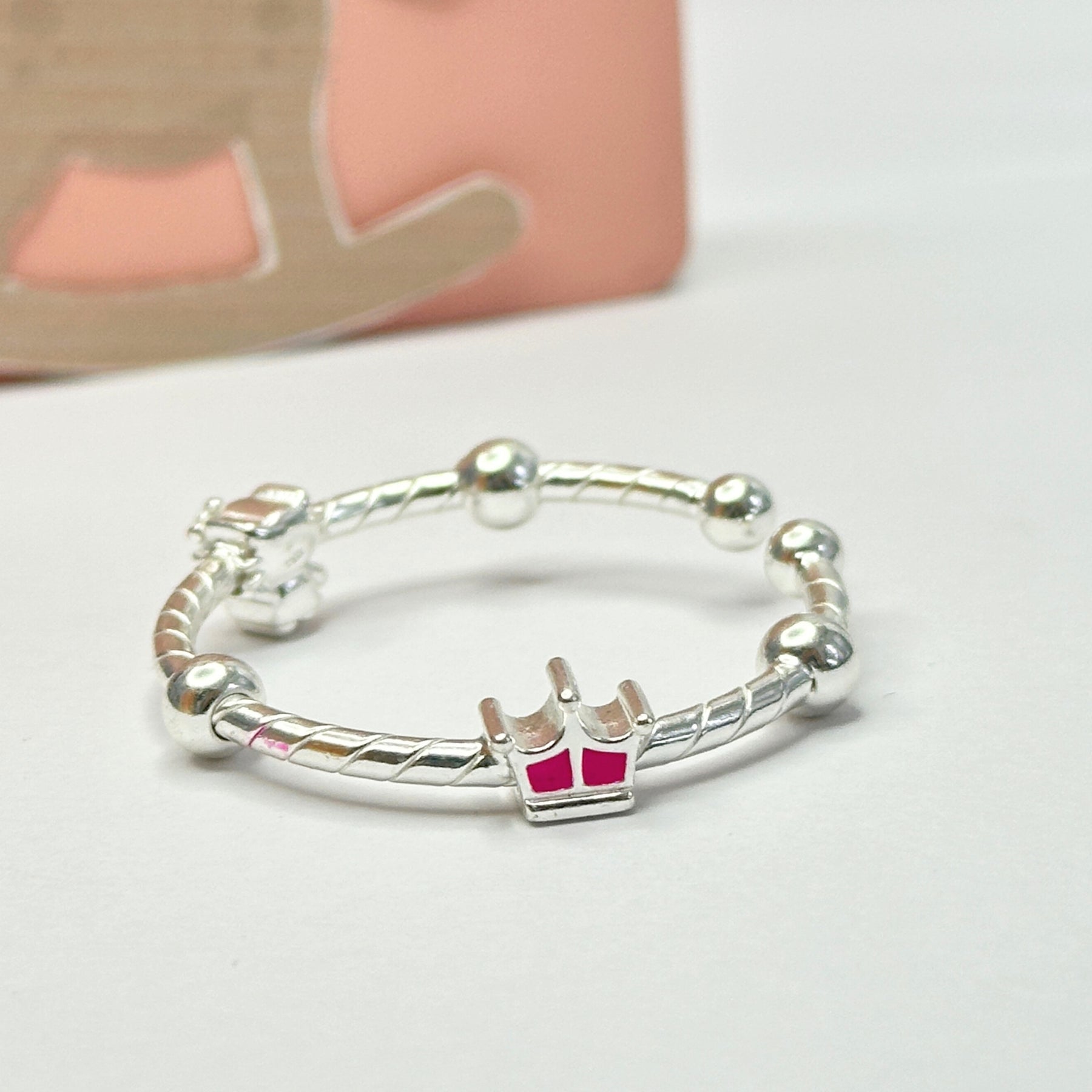 Crown and Kitty Silver 925 Kids Bangle
