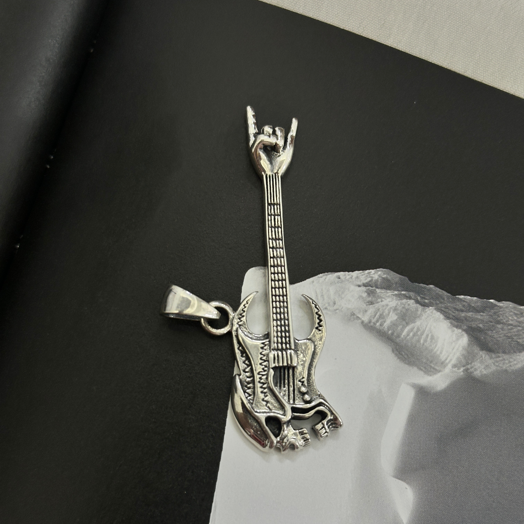 Skull Guitar Silver 925 Men's Pendant