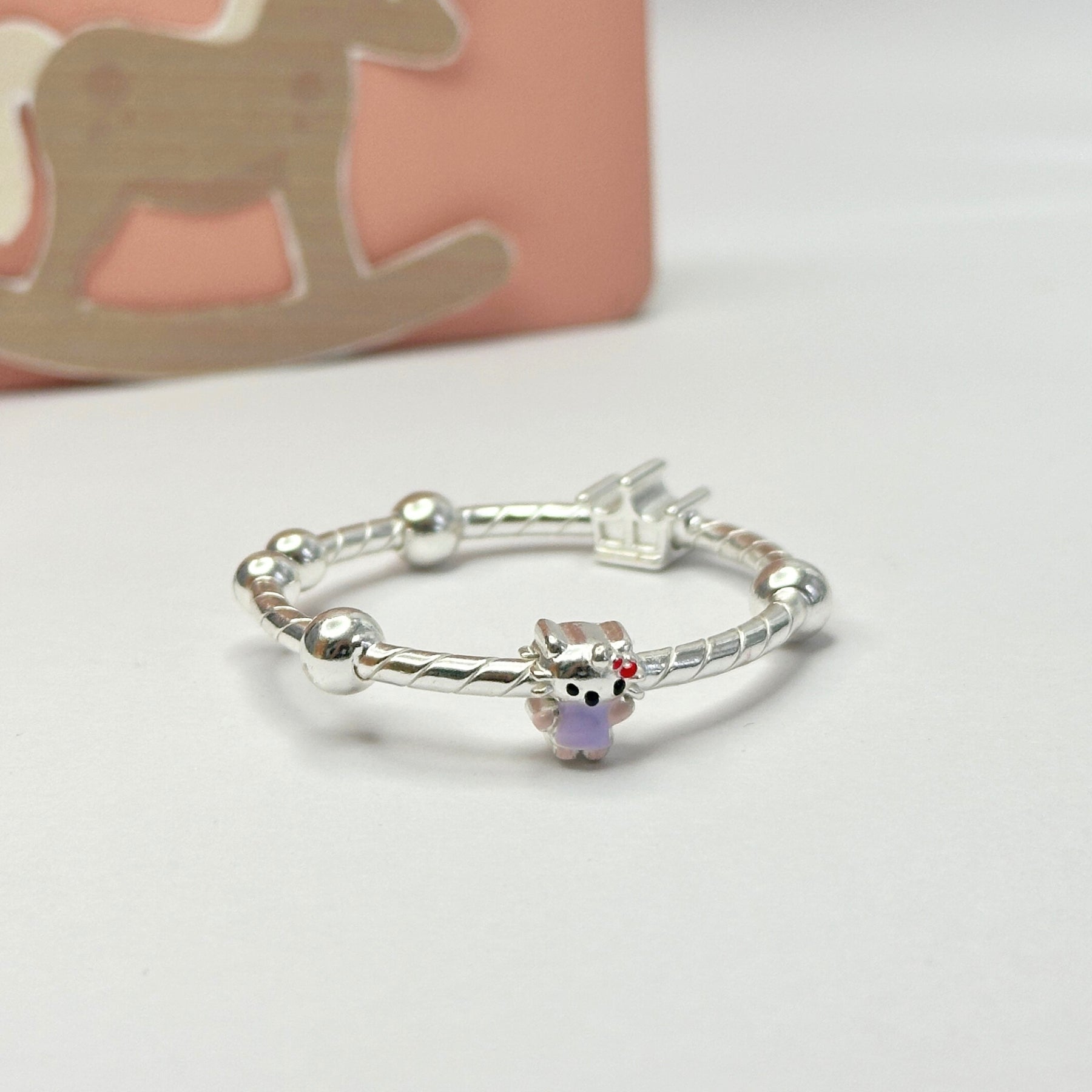 Crown and Kitty Silver 925 Kids Bangle