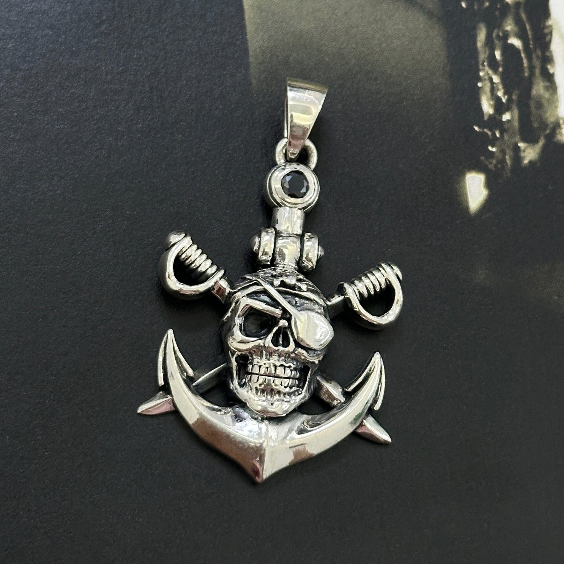 Skull Anchor Silver 925 Men's Pendant