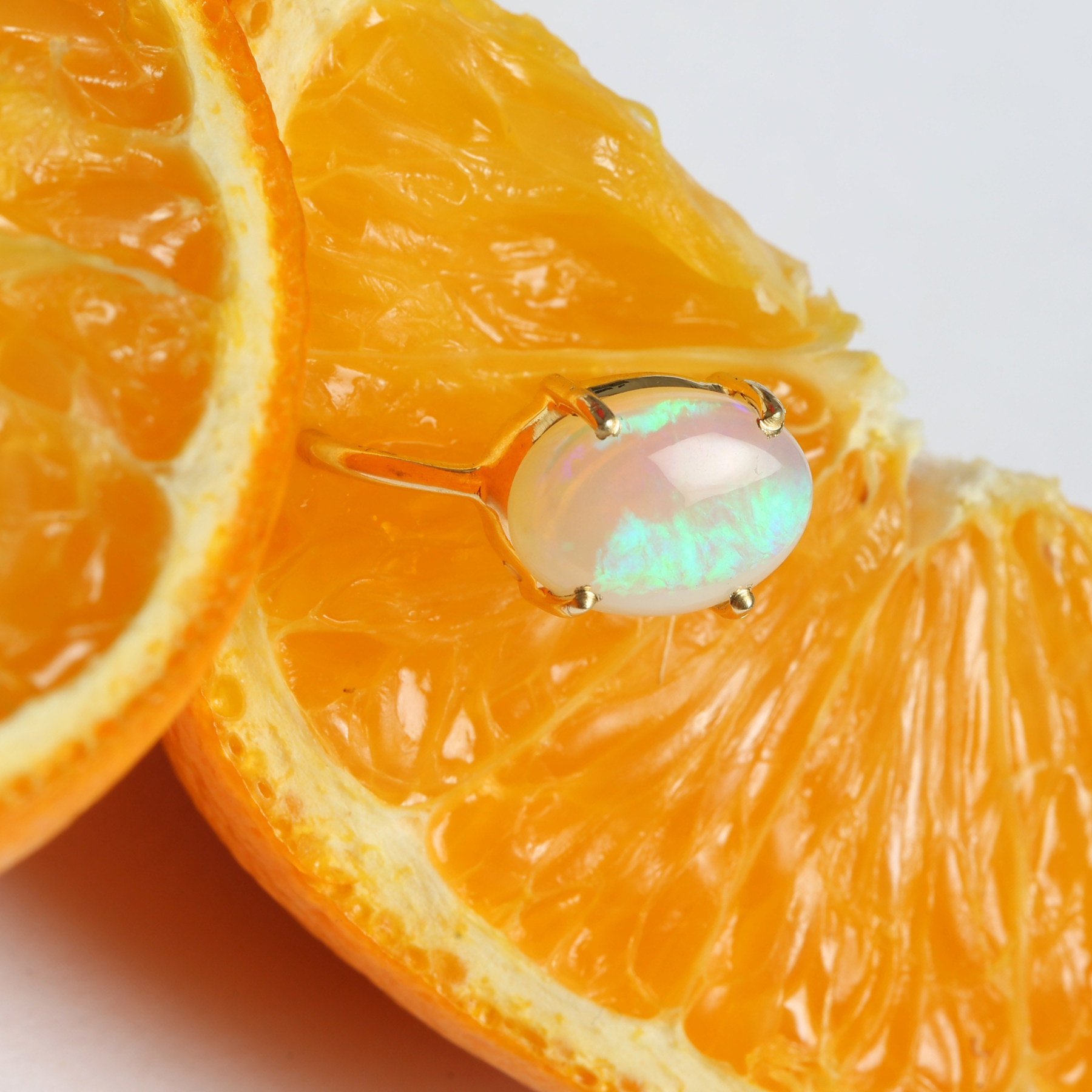Elara Opal Gold Plated Silver Ring