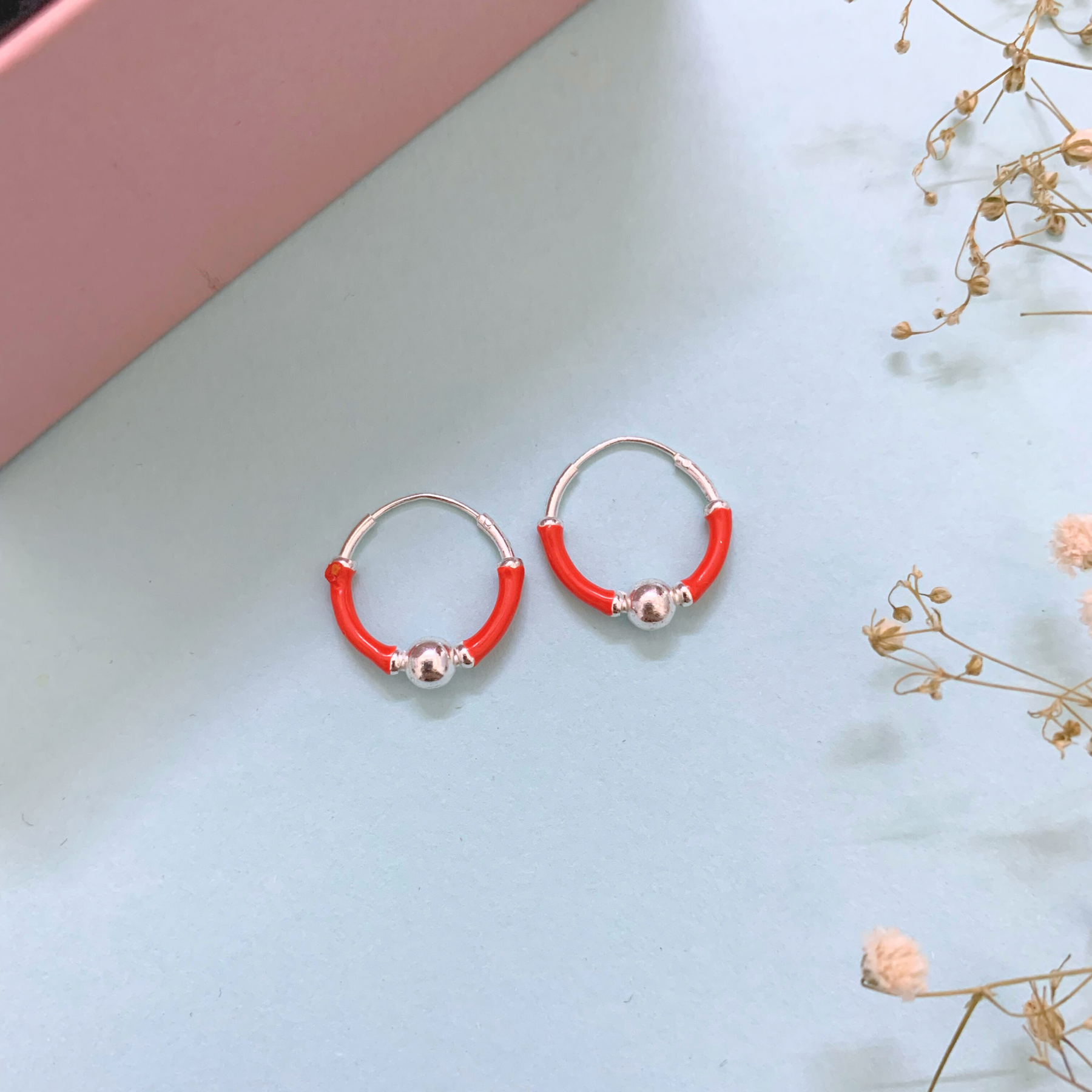 Shiny Multi color Silver 925 Hoop Earrings