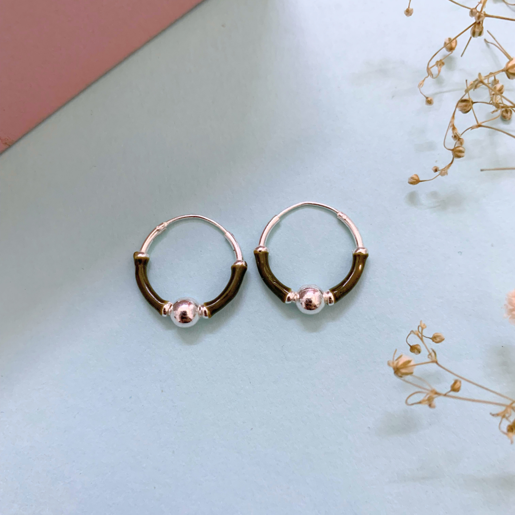 Shiny Multi color Silver 925 Hoop Earrings