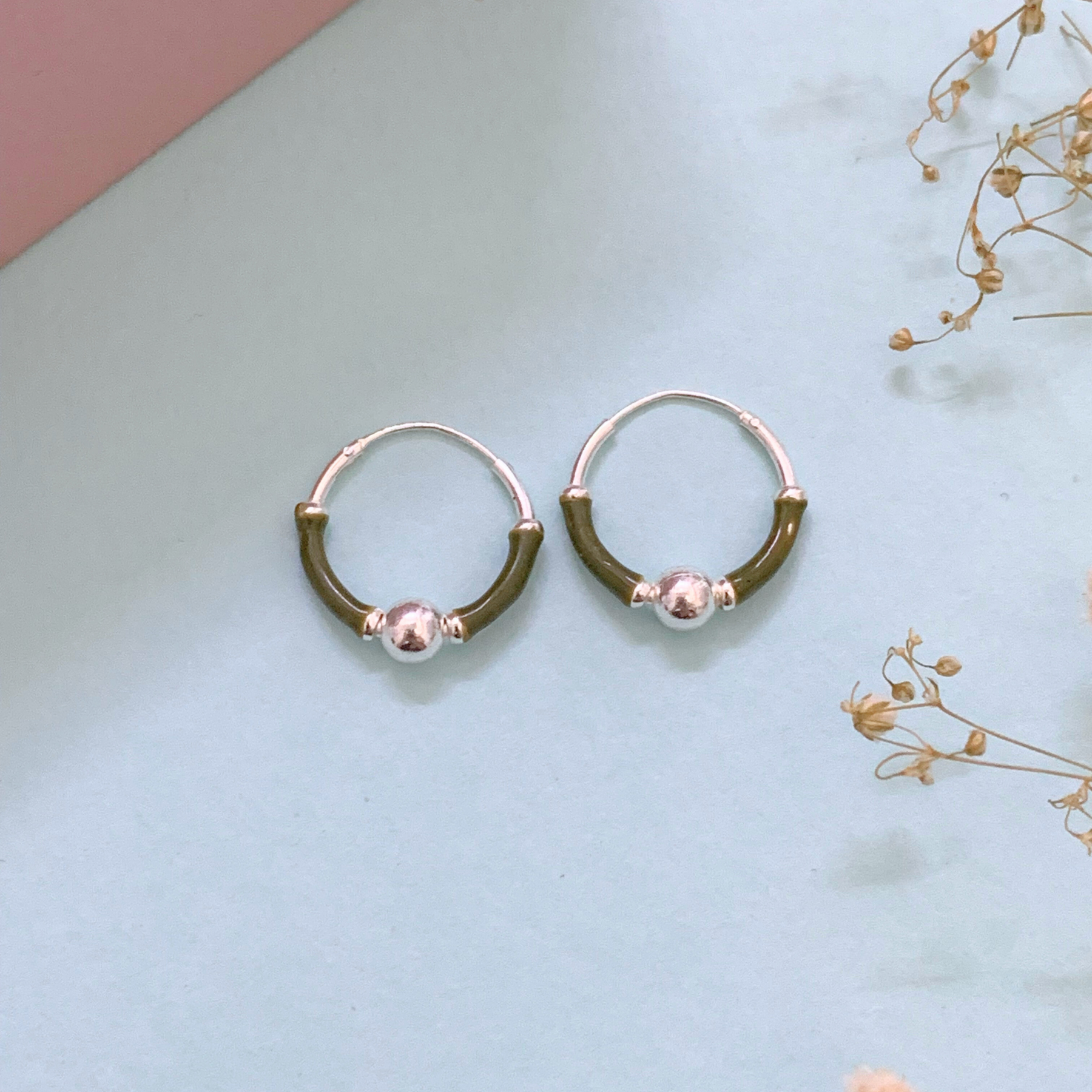 Shiny Multi color Silver 925 Hoop Earrings