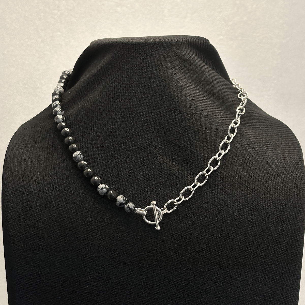 Agate Beaded Men's Silver 925 Chain Necklace