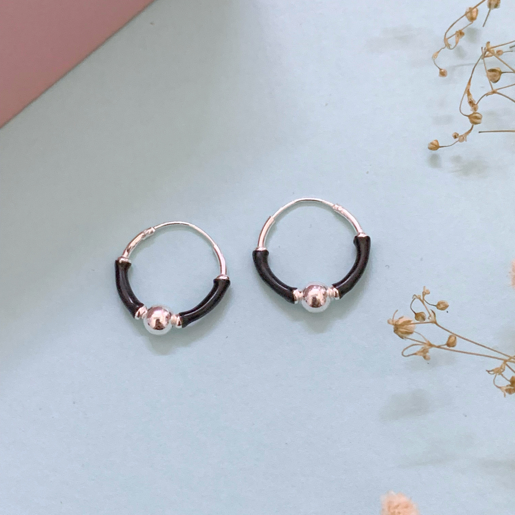 Shiny Multi color Silver 925 Hoop Earrings