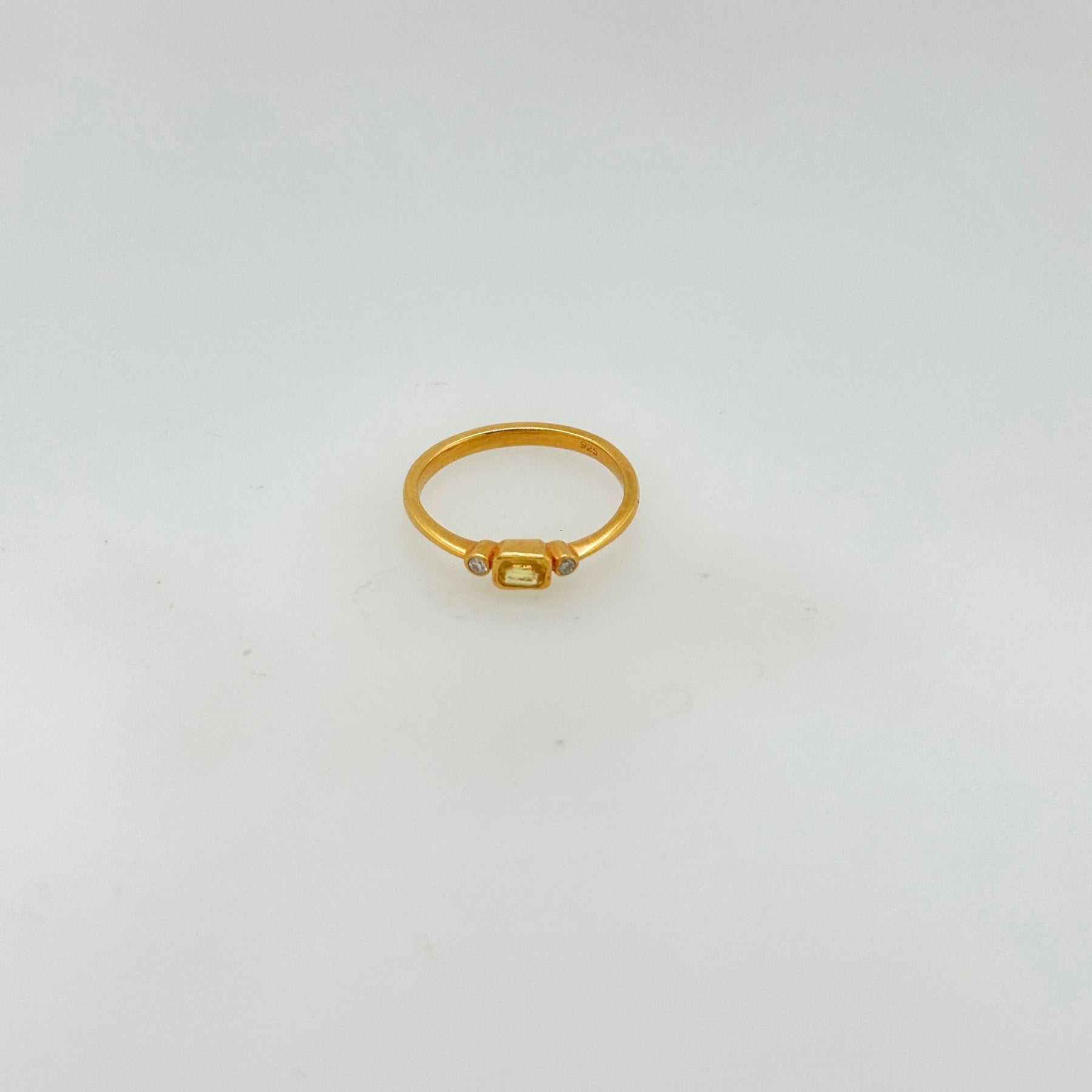 Kooshy Yellow Sapphire and Diamond Gold Plated Silver 925 Ring