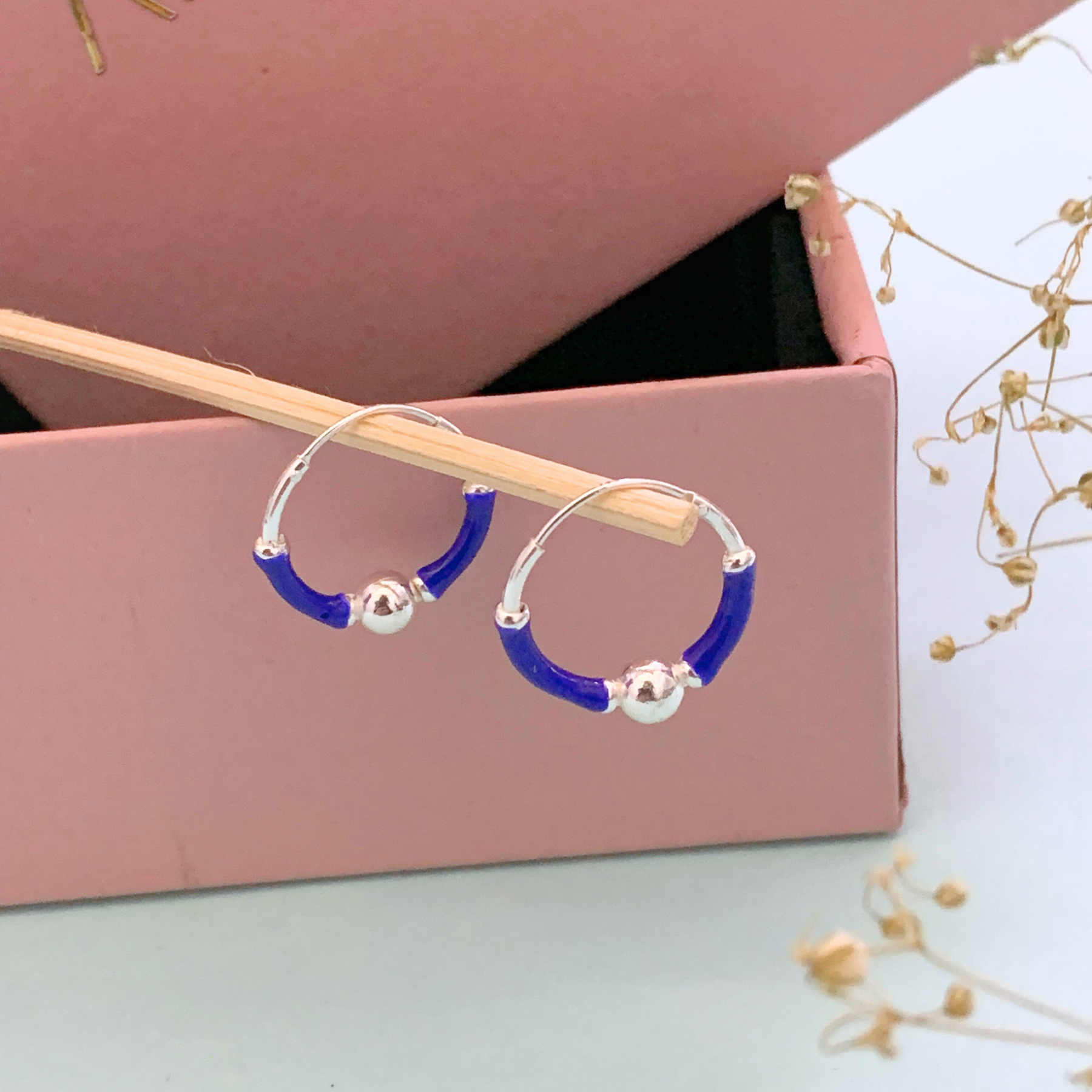 Shiny Multi color Silver 925 Hoop Earrings