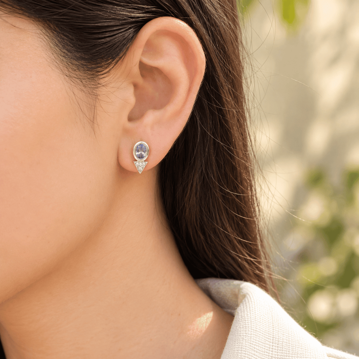 Bewitching Tanzanite and Diamond Silver 925 Earrings
