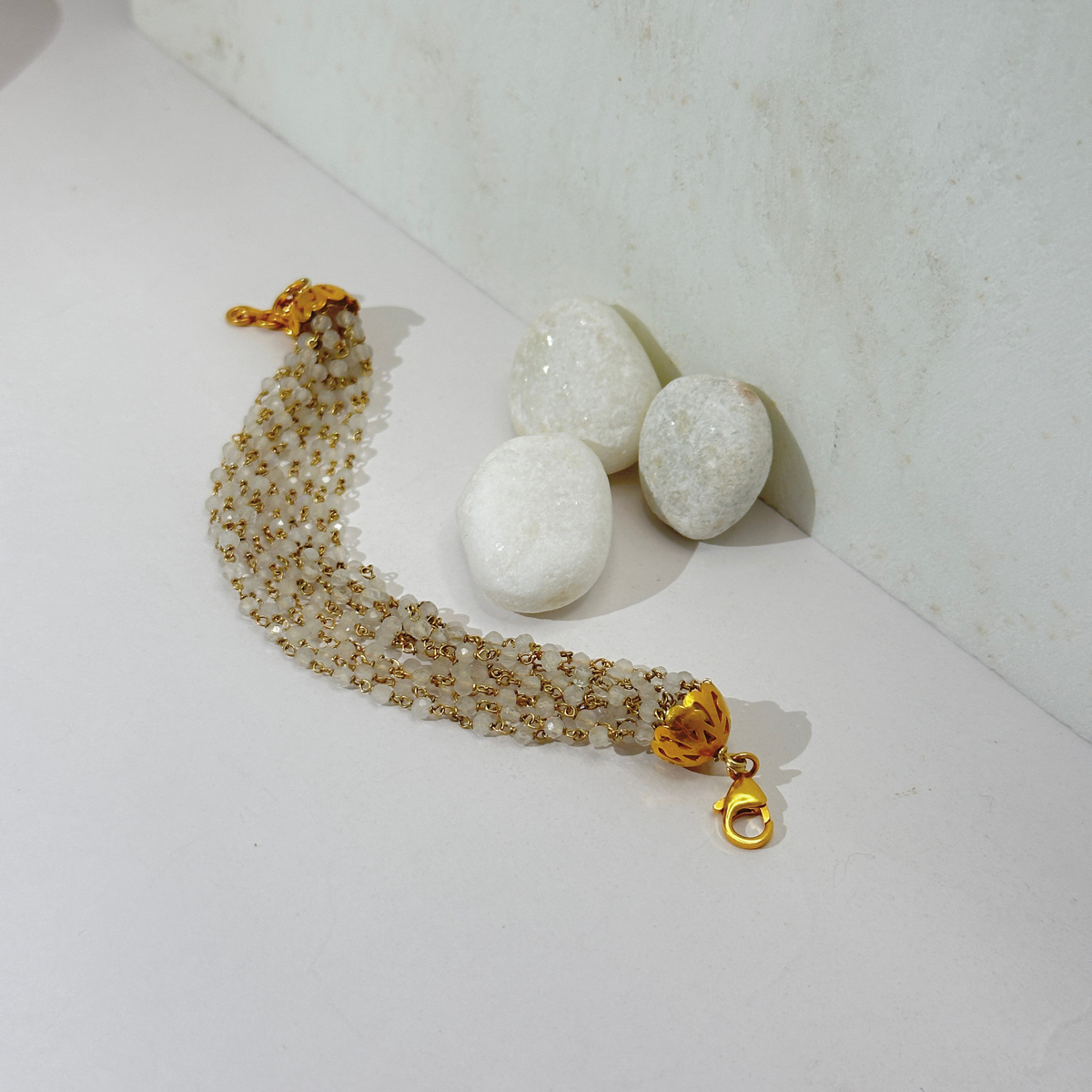 Irin Rainbow Moonstone 18k Gold Plated Silver 925 Bracelet