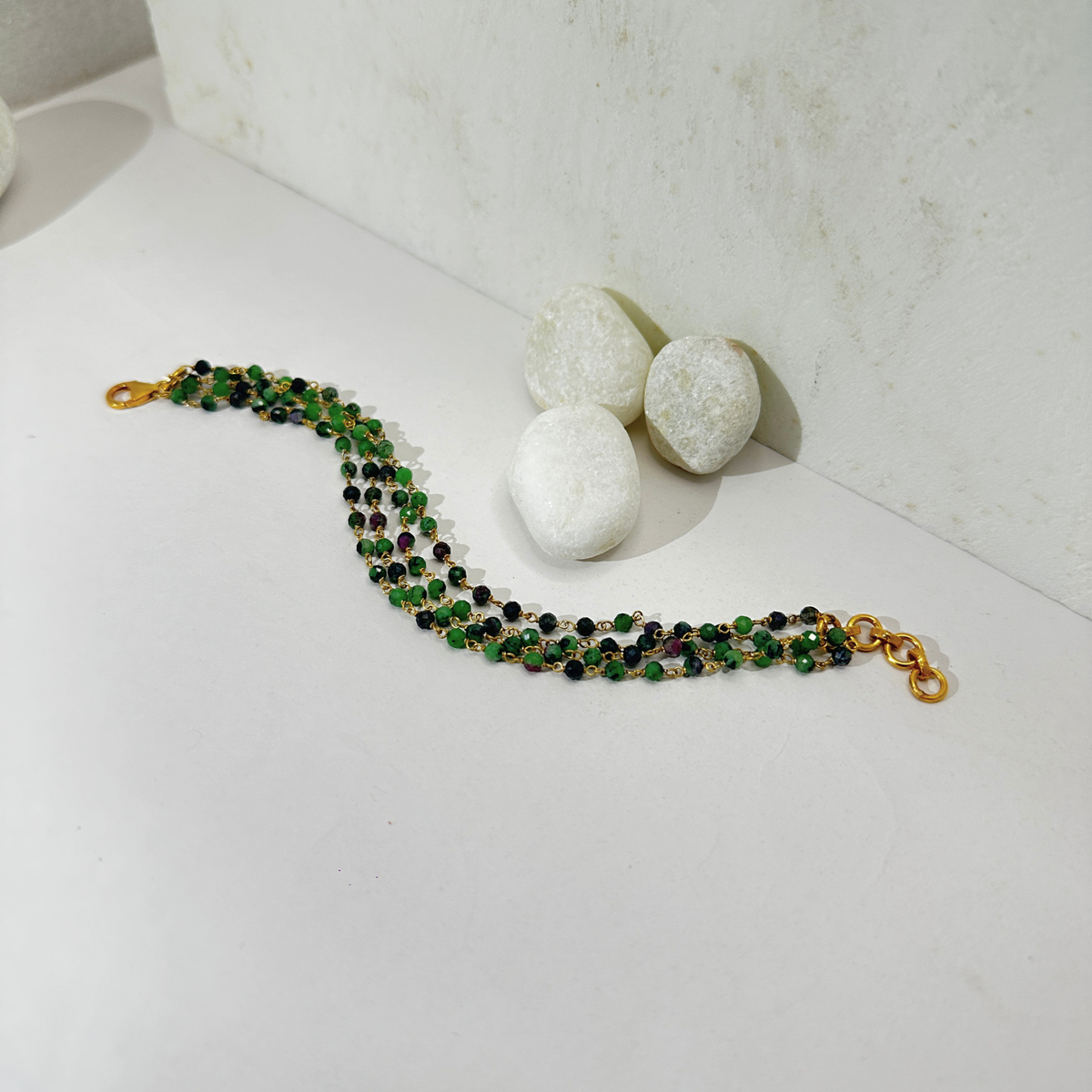Siu Zoisite 18k Gold Plated Silver 925 Bracelet