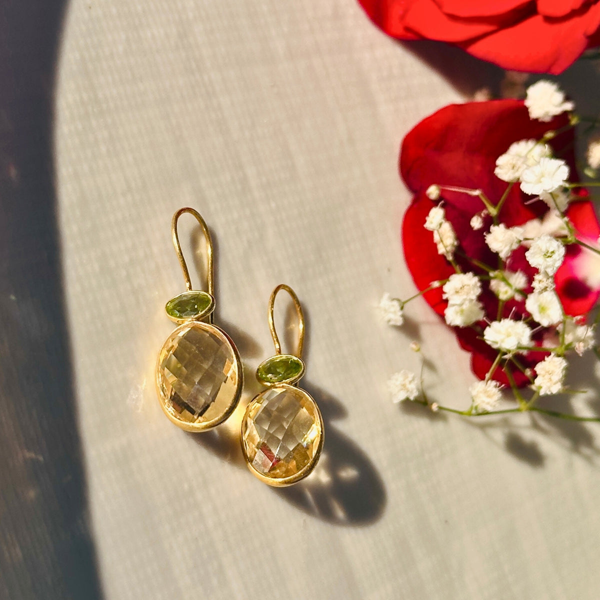 Lolo Citrine and Peridot Gold Plated Silver 925 Earrings