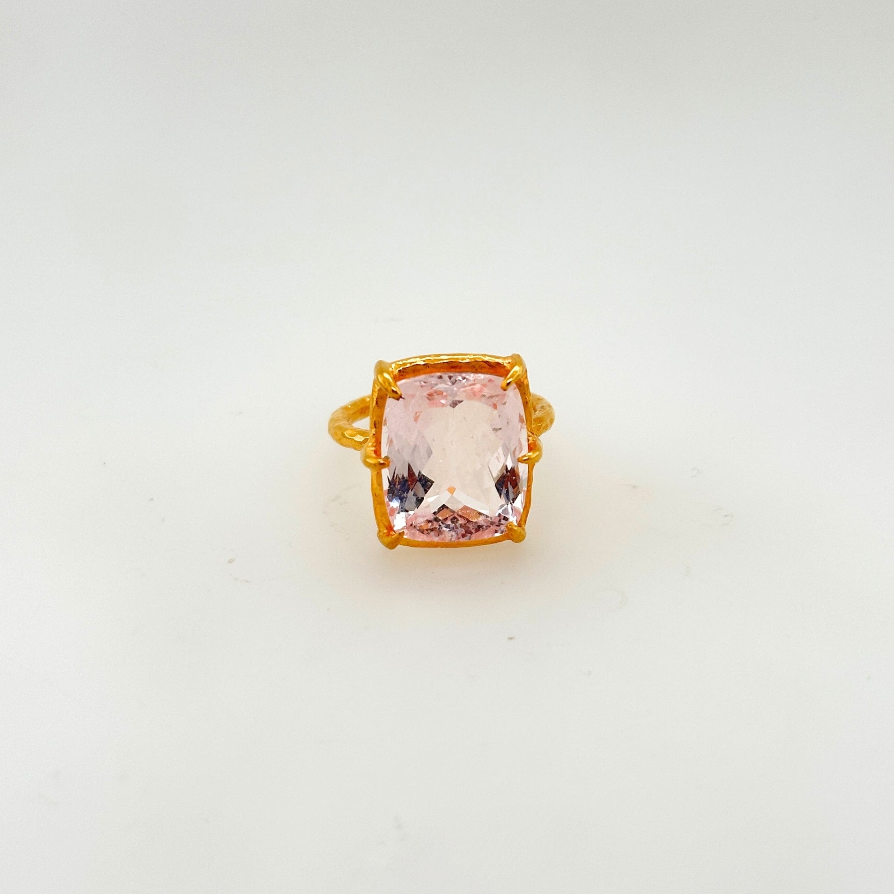 Tofu Morganite Gold Plated Silver Ring