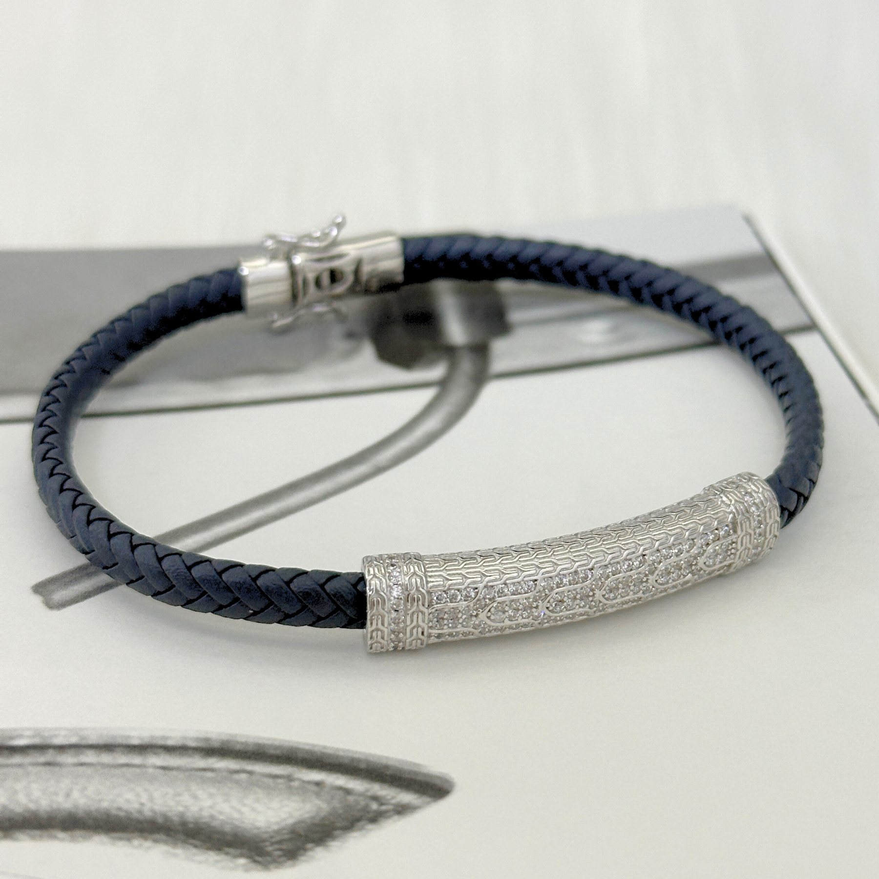 Zern Men's Zircon Silver 925 Bracelet