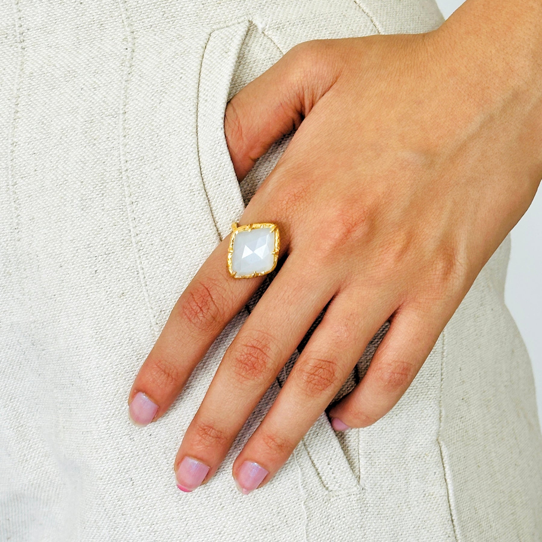Electra Moonstone Gold Plated Silver 925 Ring