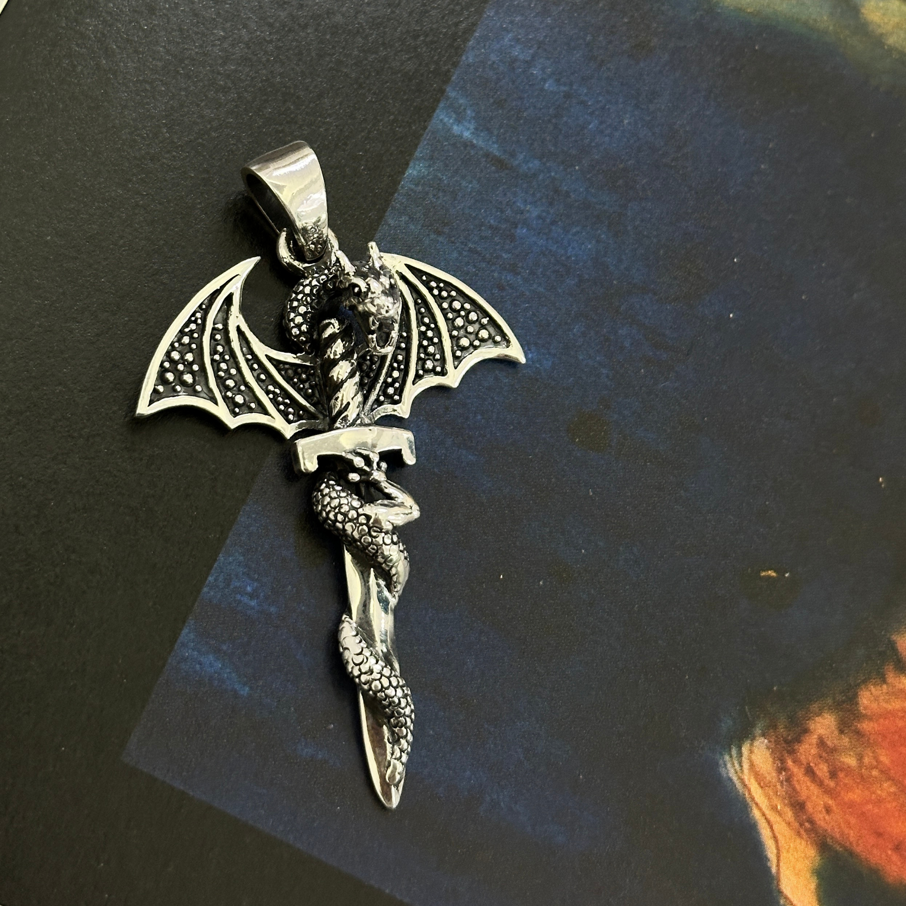 Fiesty Dragon Silver 925 Men's Pendant