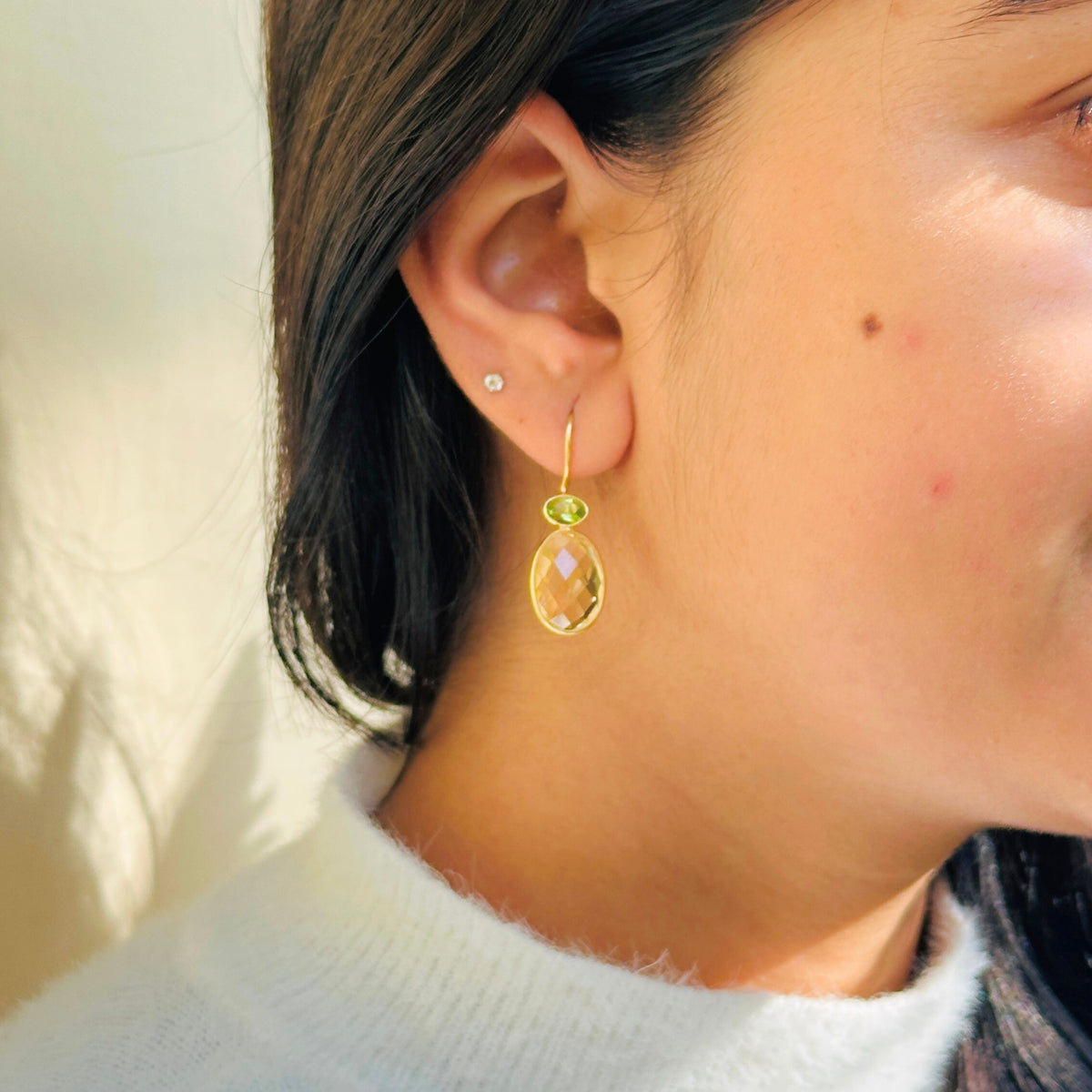 Lolo Citrine and Peridot Gold Plated Silver 925 Earrings