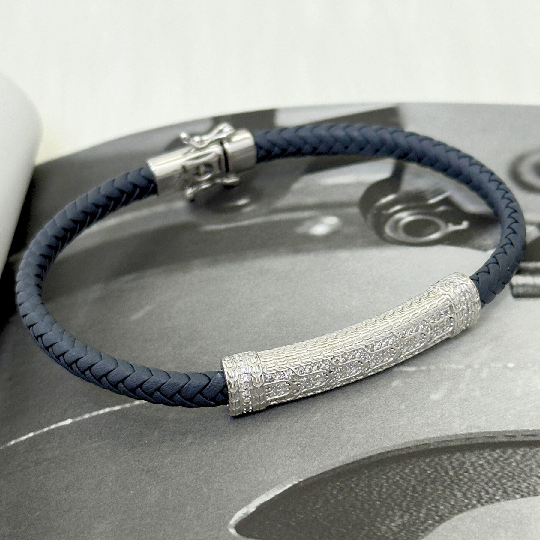 Zern Men's Zircon Silver 925 Bracelet
