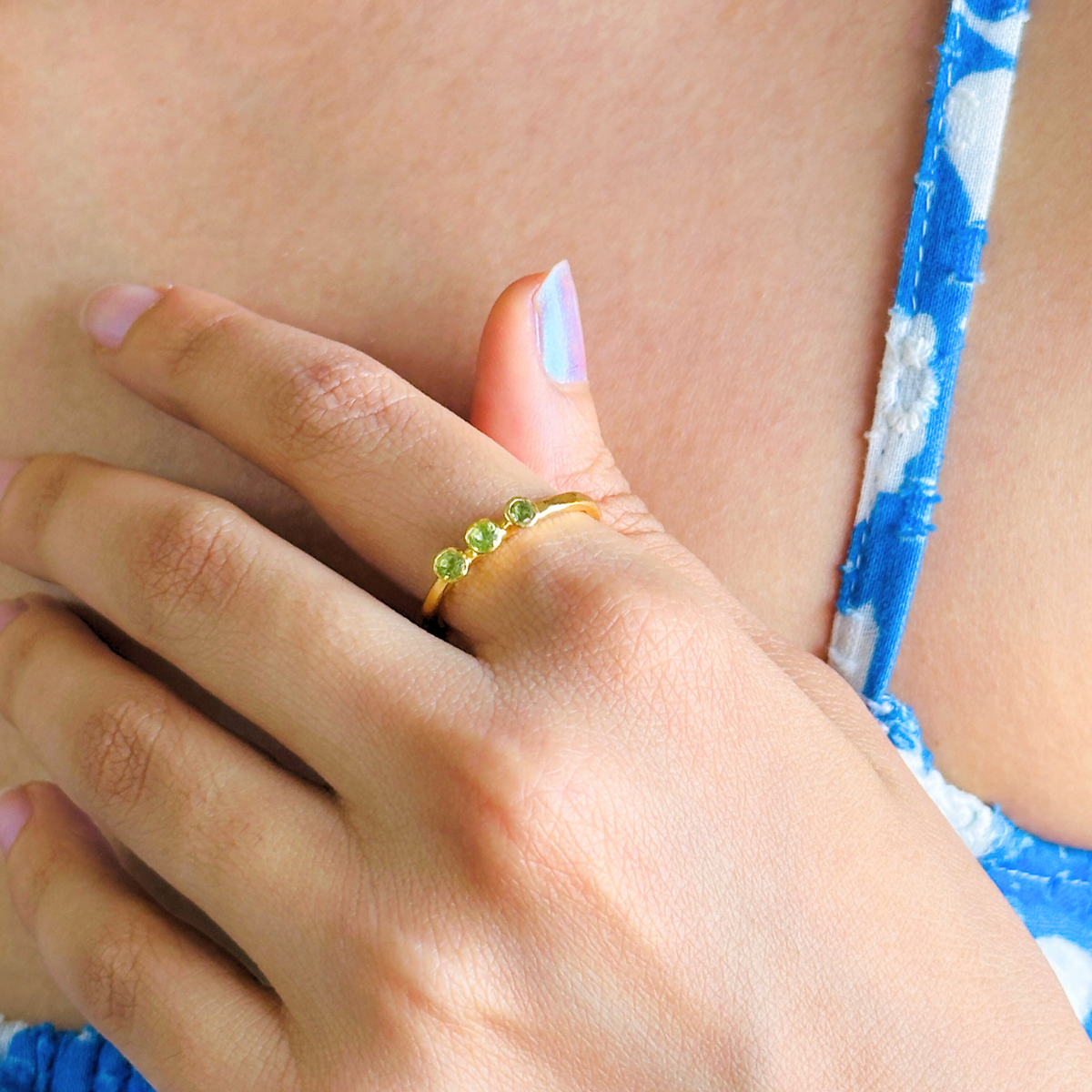 Celeste Peridot Gold Plated Silver 925 Ring