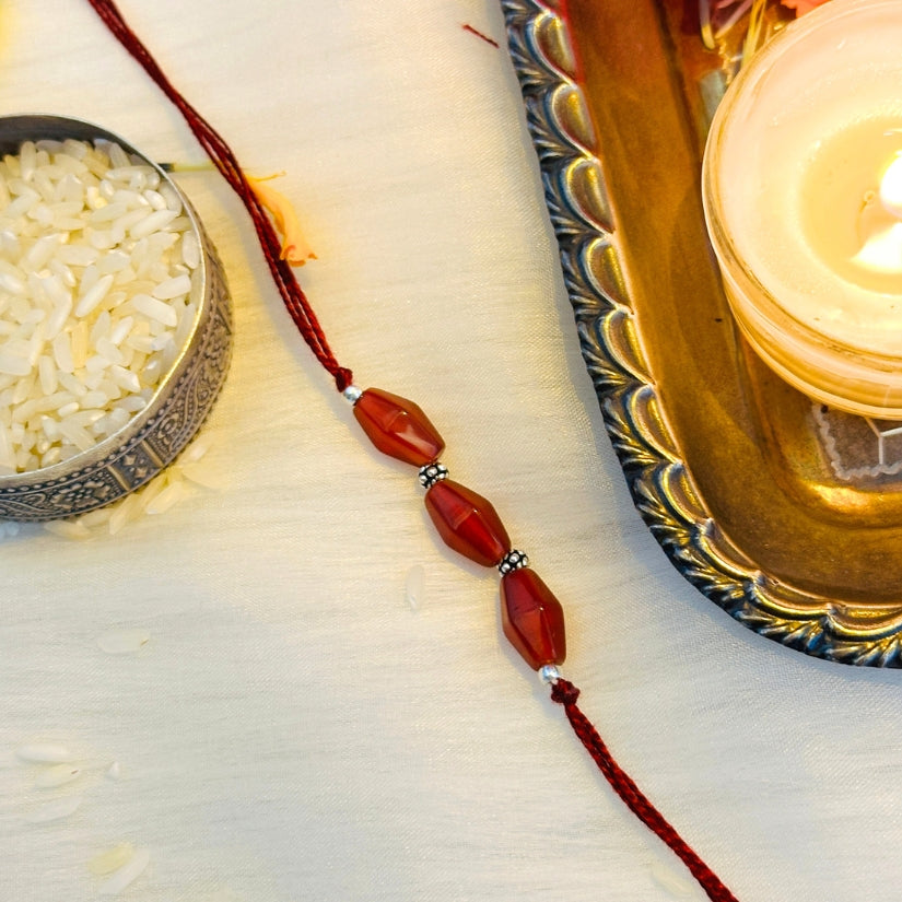 Arjun Red Onyx and Silver 925 Rakhi