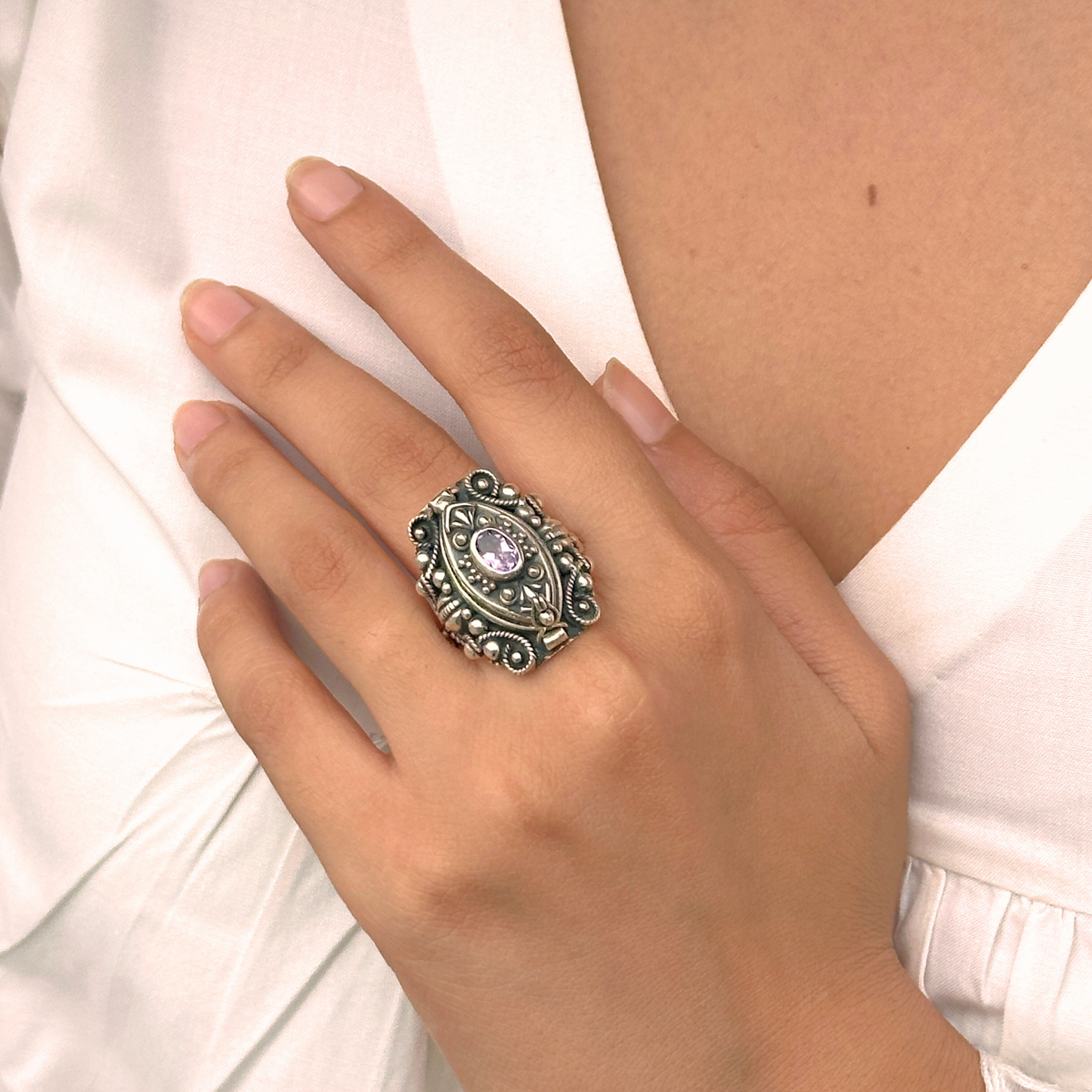 Aura Amethyst Silver 925 Ring