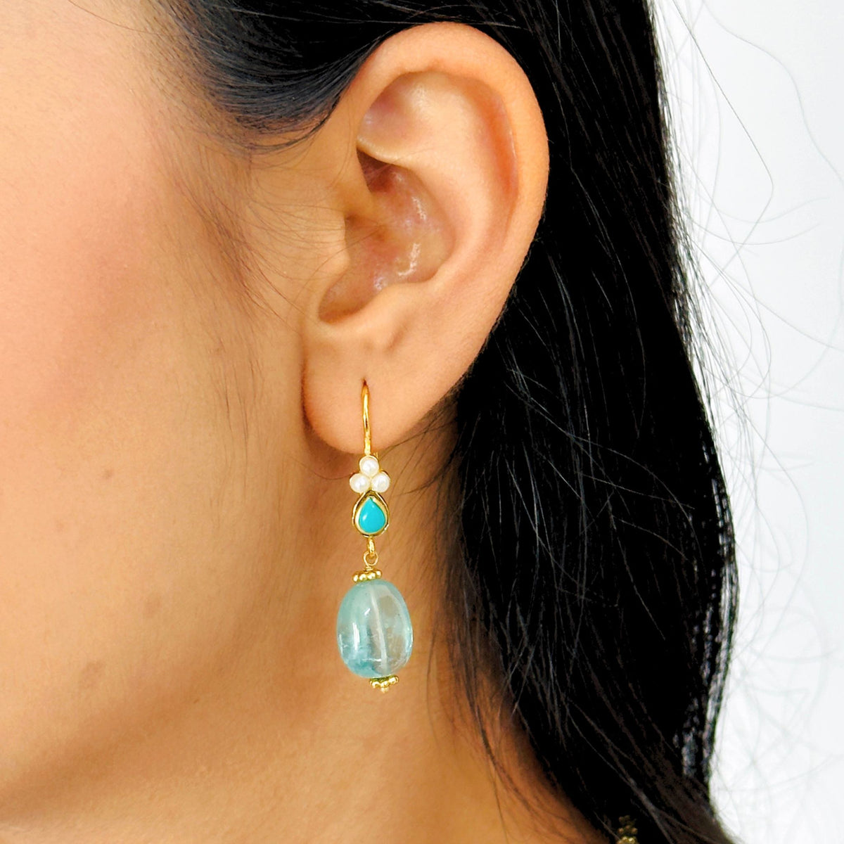 Tuna Colorstone 18K Gold Plated Silver 925 Earrings