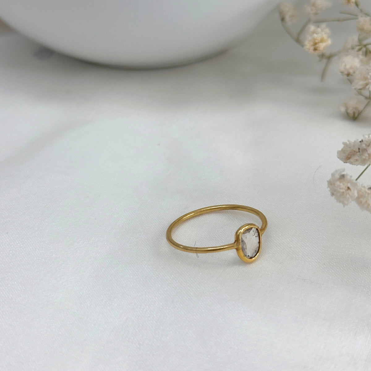 Serelle Diamond Polki Gold Plated Silver 925 Ring