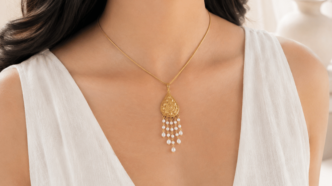 Svara 18K Gold Plated Silver 925 Pearl Pendant