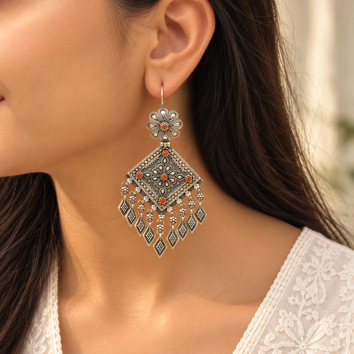 Aarav Traditional Silver 925 Earrings