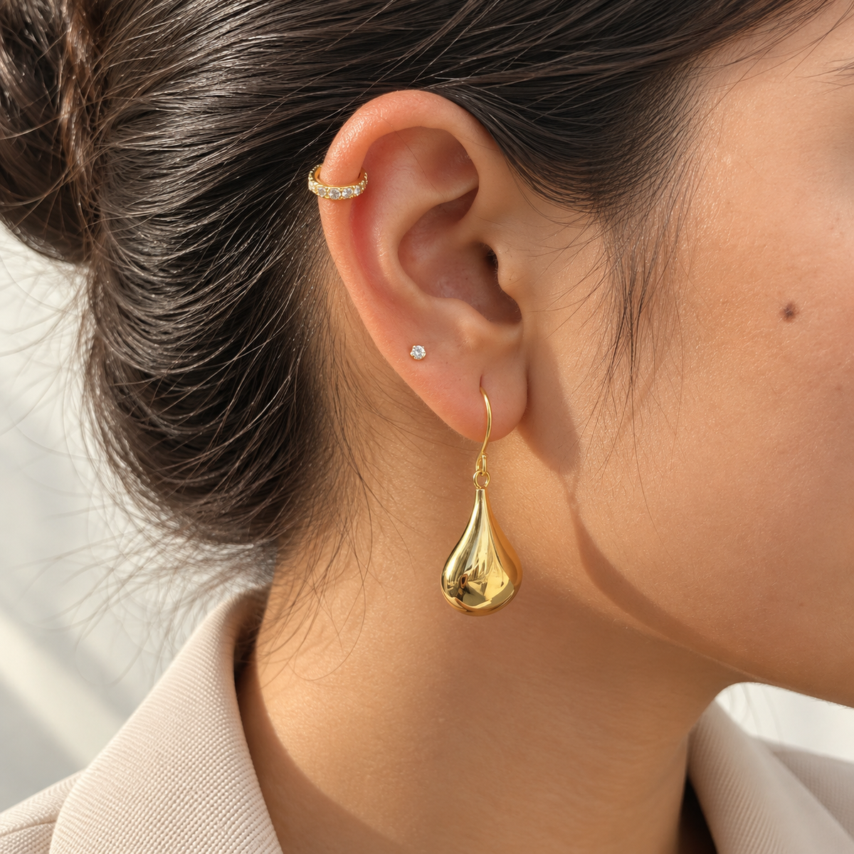 Agnees Gold Plated Silver 925 Earrings