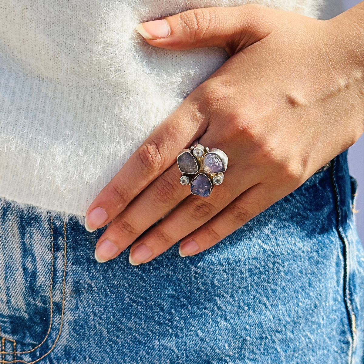Amethyst silver 925 ring, Silver ring, Gemstone Ring, Aquamarine gemstone Ring
