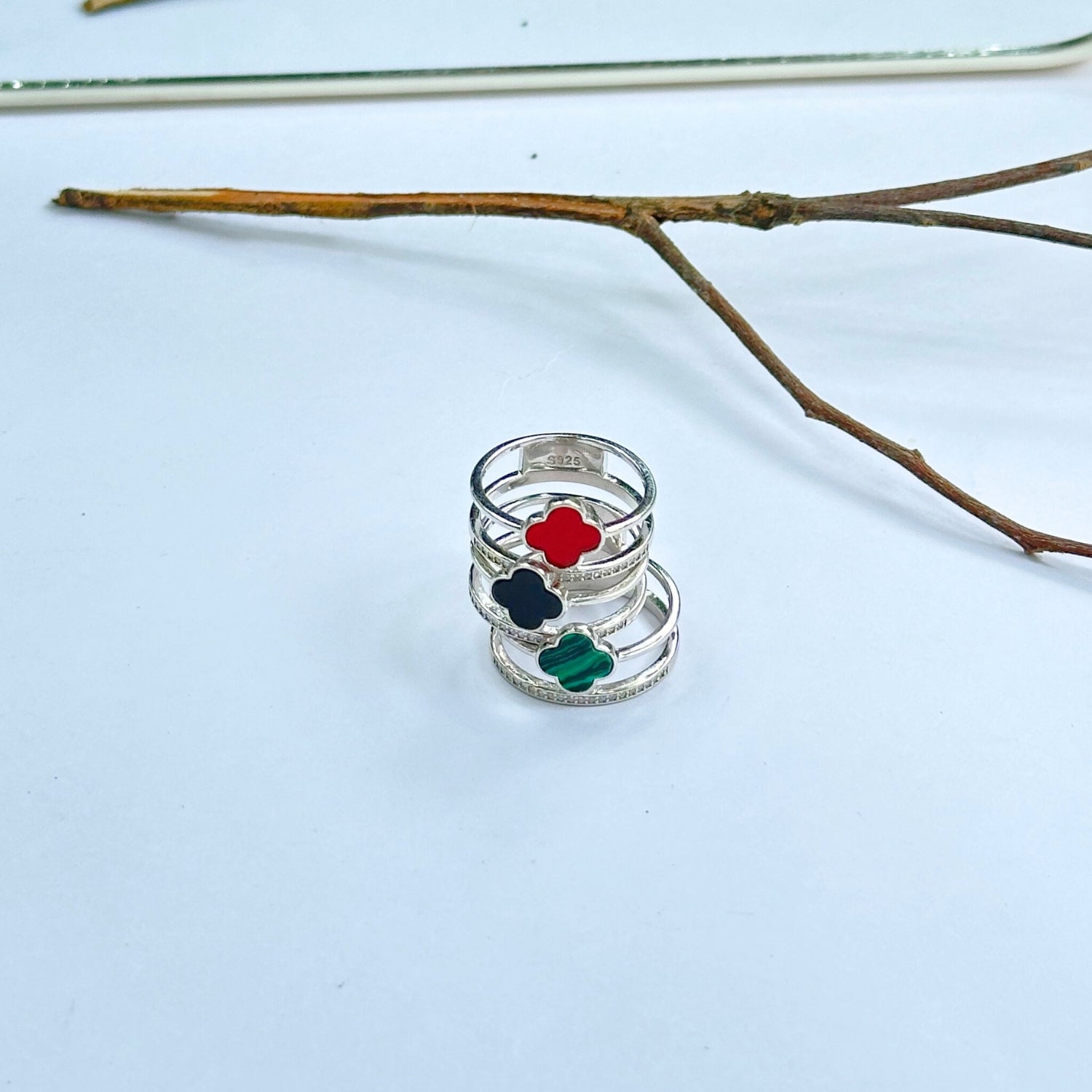 Everyday stylish modern trendy Gemstone & Diamond Silver 925 Rings