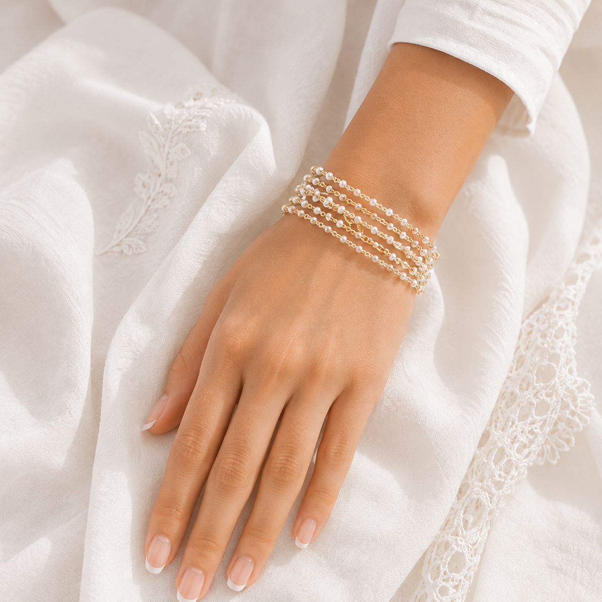 Kridha 18K Gold Plated Silver 925 Pearl Bracelet