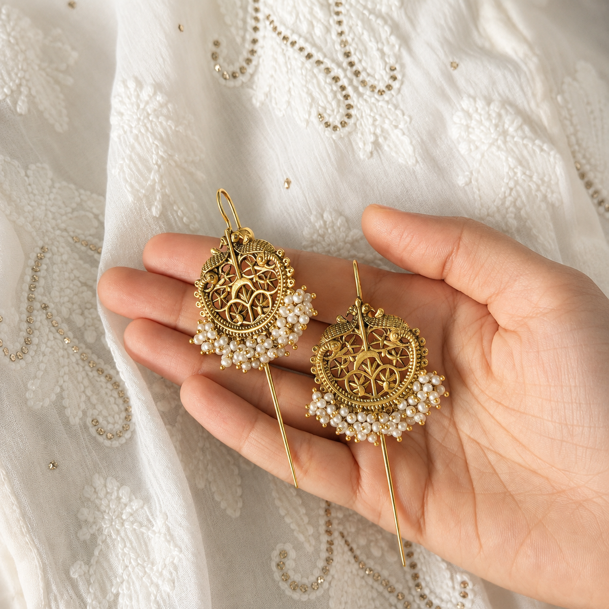 Kenay 18K Gold Plated Silver 925 Pearl Earcuffs
