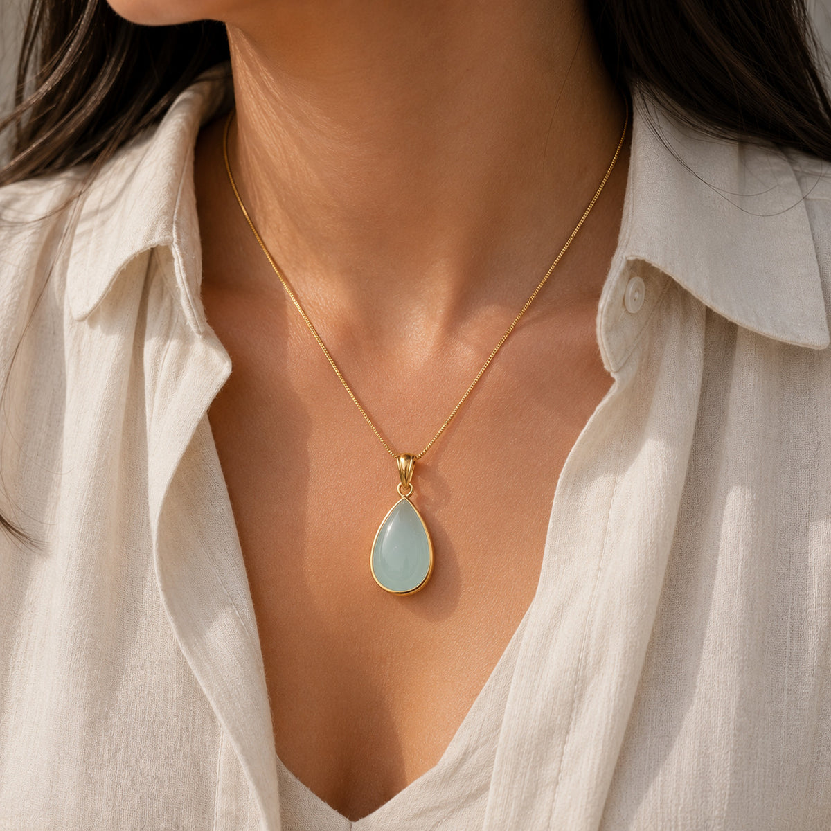 Doris Aquamarine 18k Gold Plated Silver 925 Pendant
