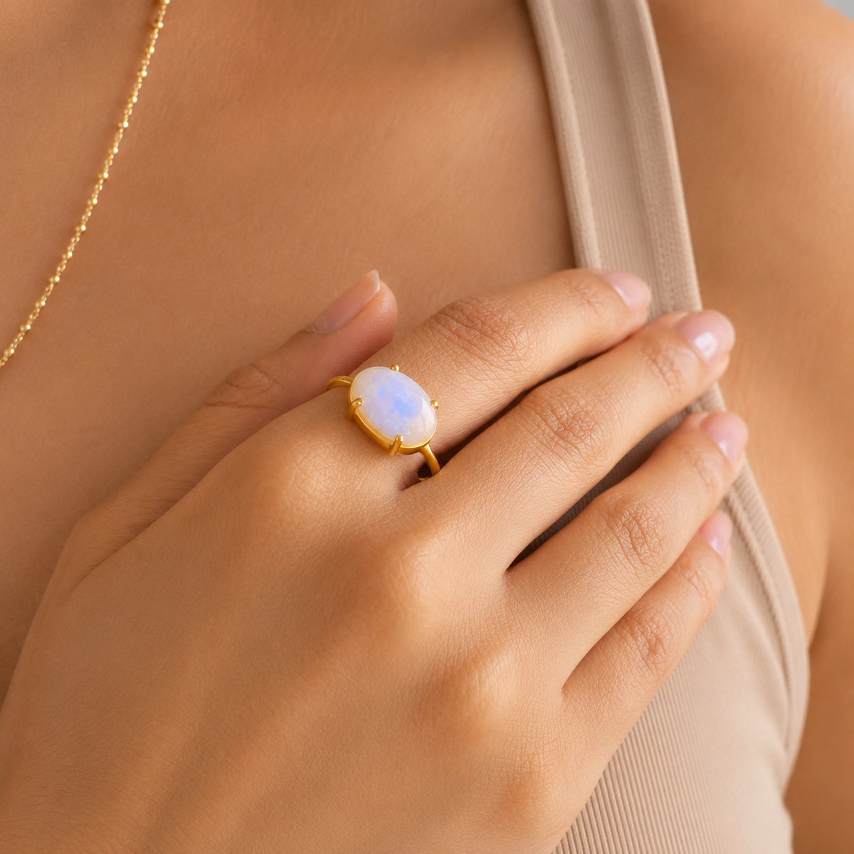 Elara Opal 18K Gold Plated Silver 925 Ring