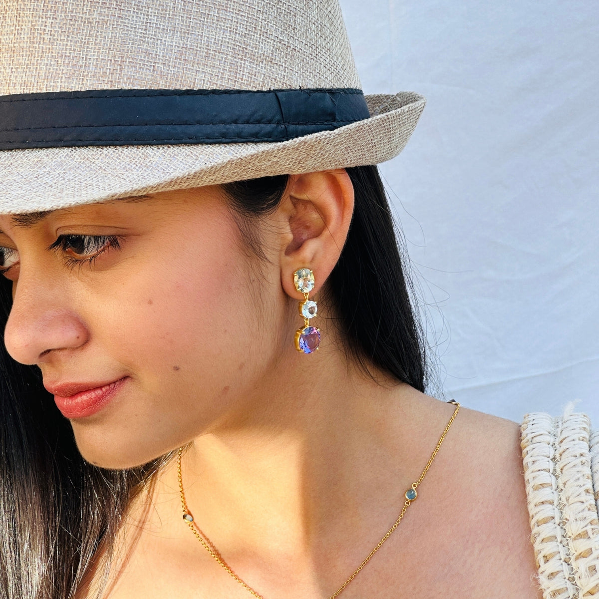 Colorstone 18k Gold Plated Silver 925 Earrings
