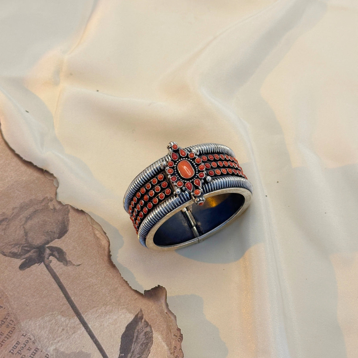 Festive Coral Silver 925 Bangle