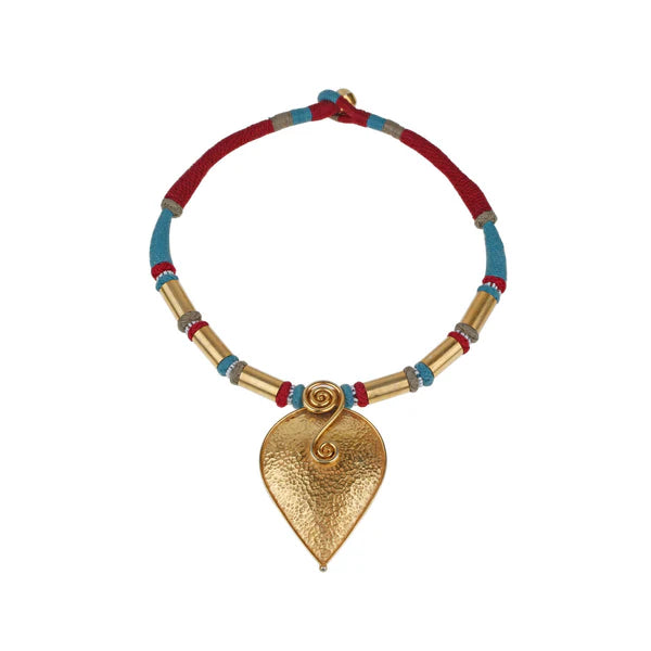 Gold plated boho drop necklace, Vermeil silver 925 boho necklace, Boho drop pendant necklace, Handcrafted boho style silver 925 necklace