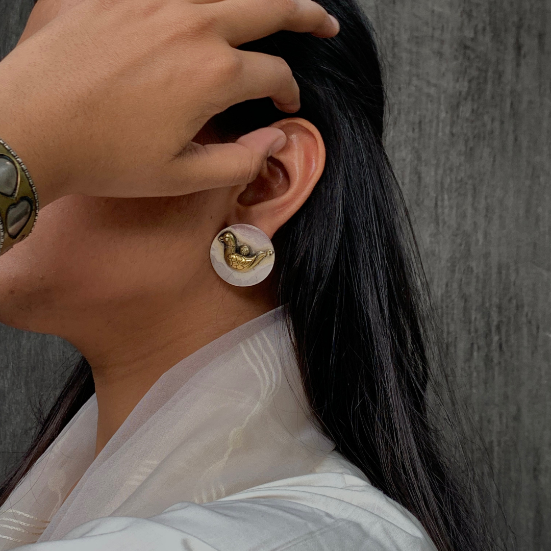 Hamsa Bird Silver 925 Earrings - Main Image