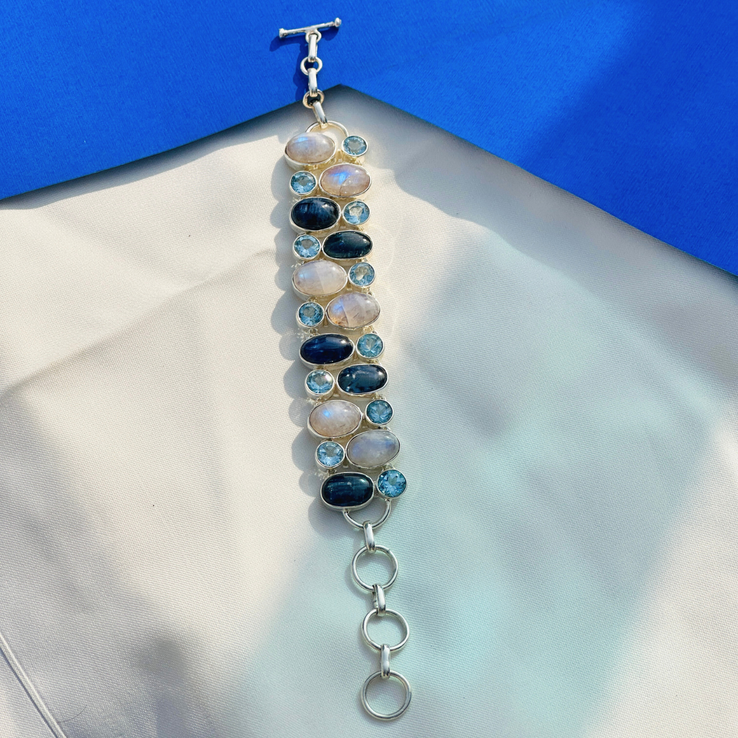 Gemstone, moonstone, Colorstone Silver 925 Bracelet