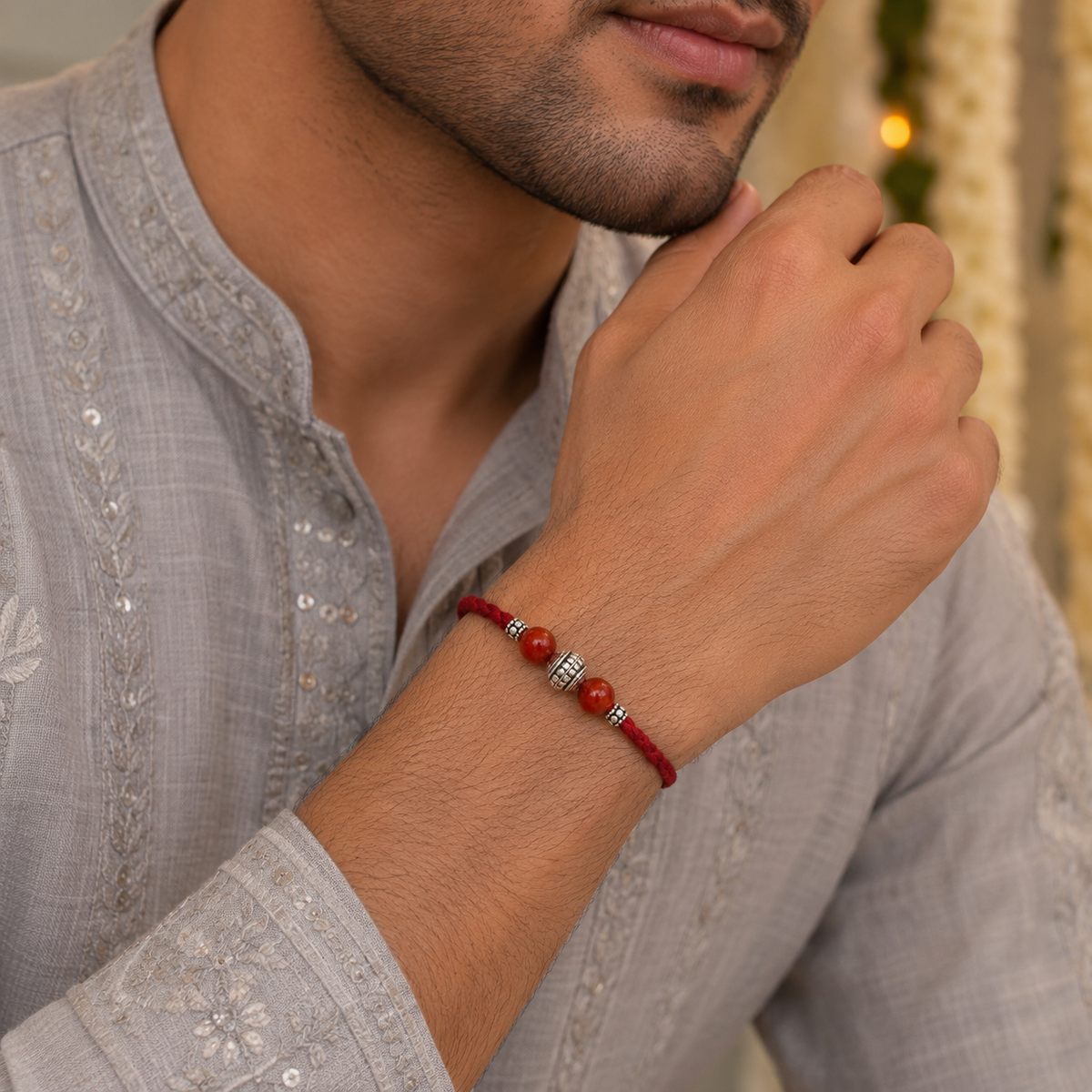 Moh Red Onyx and Silver 925 Rakhi