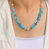Boho Style Layered Silver 925 Turquoise Necklace