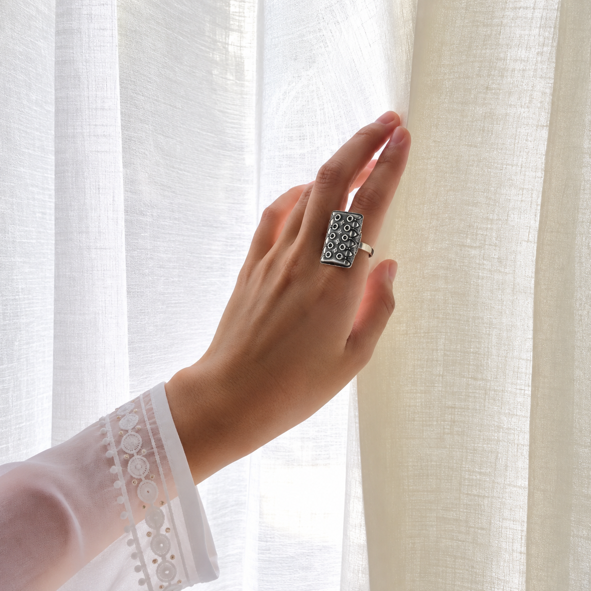 Oxidized Silver 925 Rectangle Ring