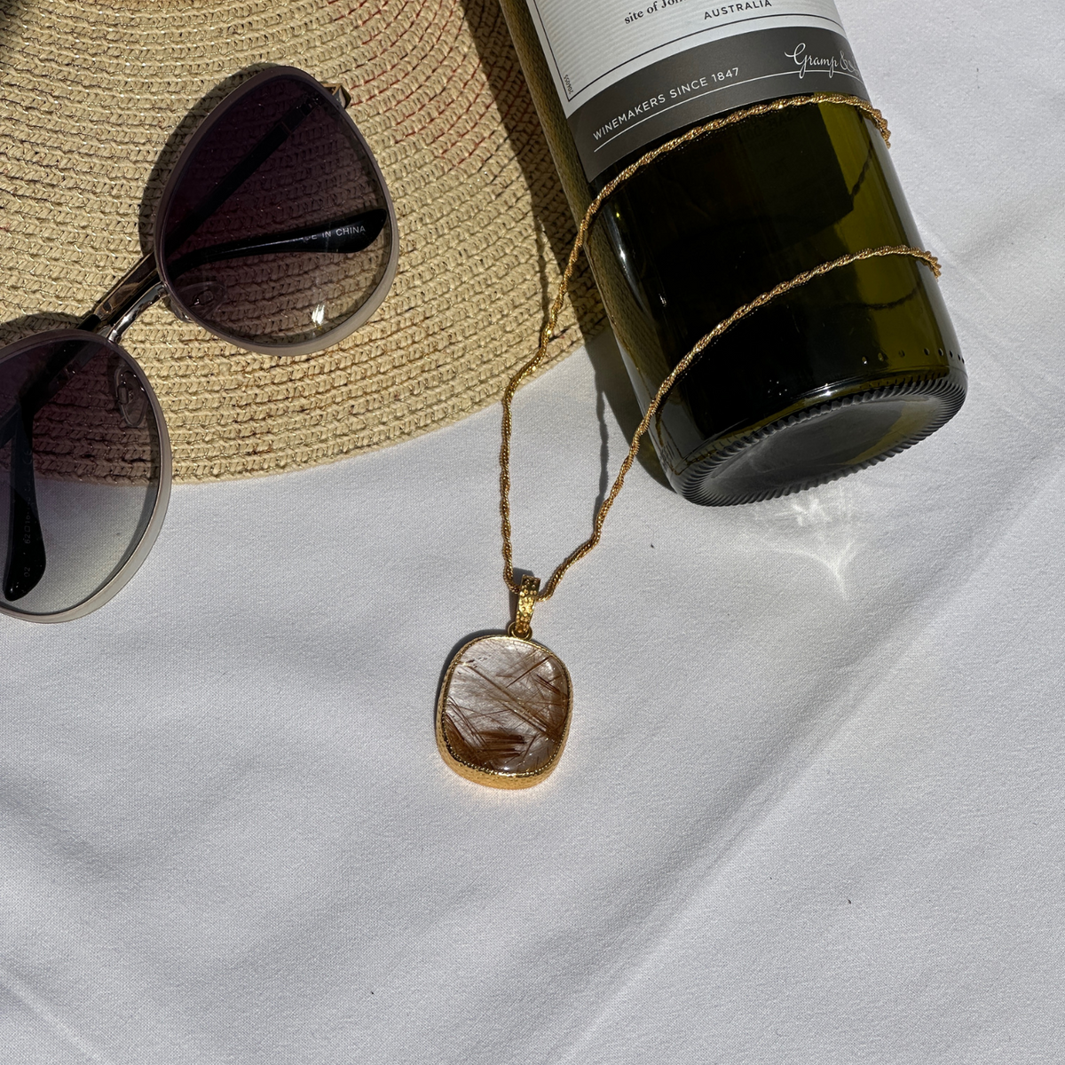 Gemstone Rutile 18K Gold Plated Silver 925 Pendant