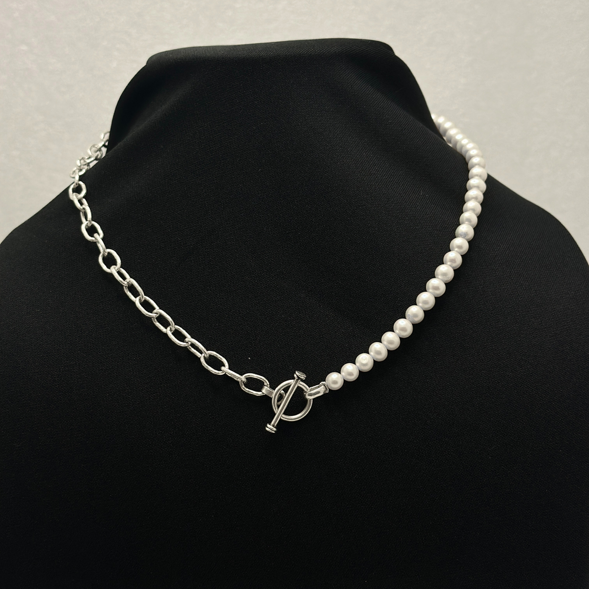 Pearl Beaded Men's Silver 925 Necklace Chain modern stylish piece